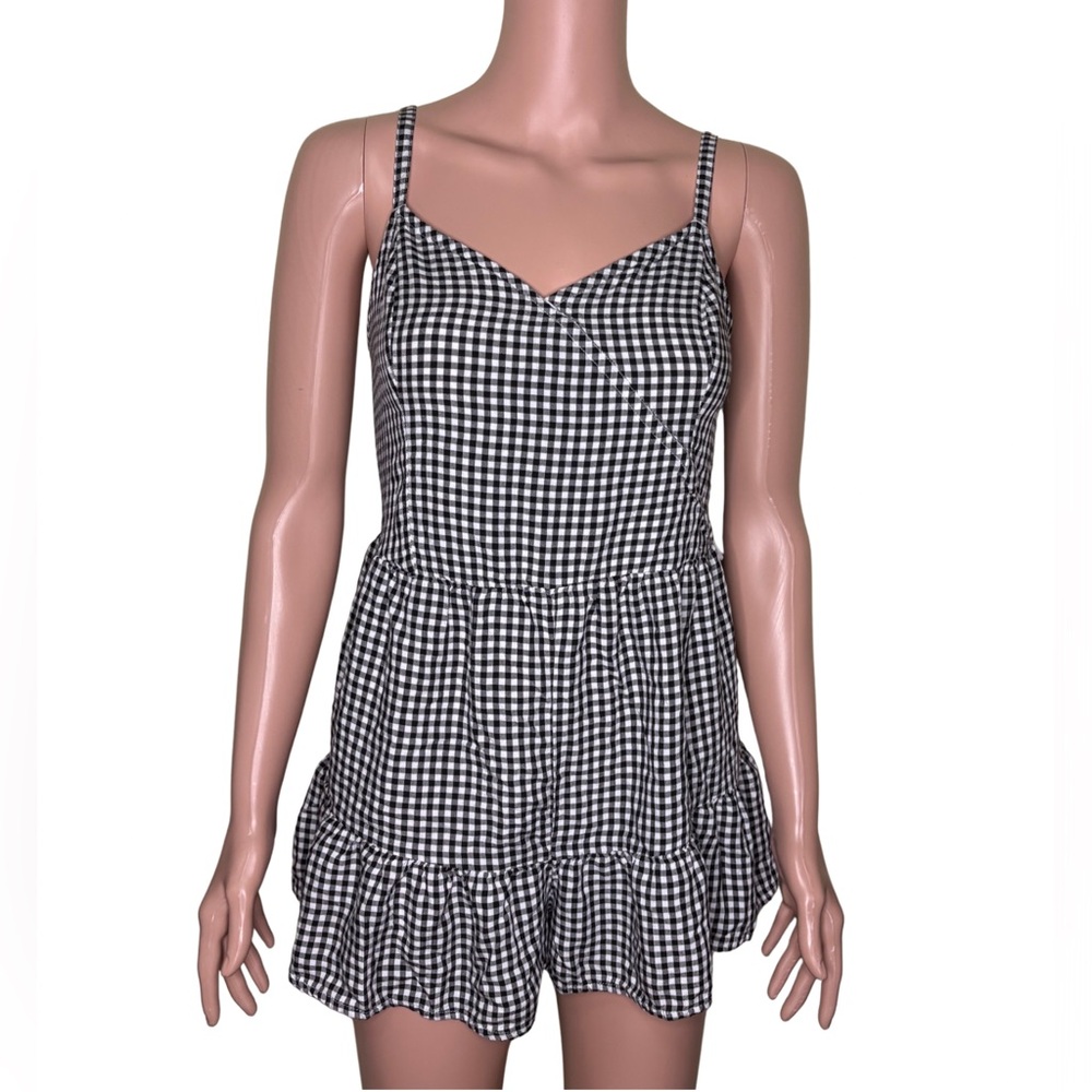 Hollister Black & White Gingham Romper
